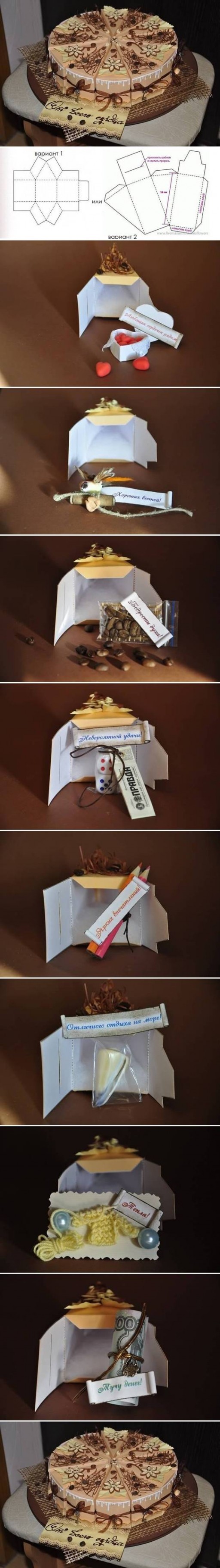 How to make Cake Gift Box Template step by step DIY tutorial instructions