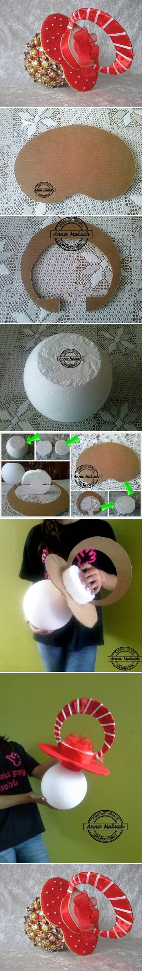 How to make Candy Pacifier for baby shower invitations step by step DIY tutorial instructions