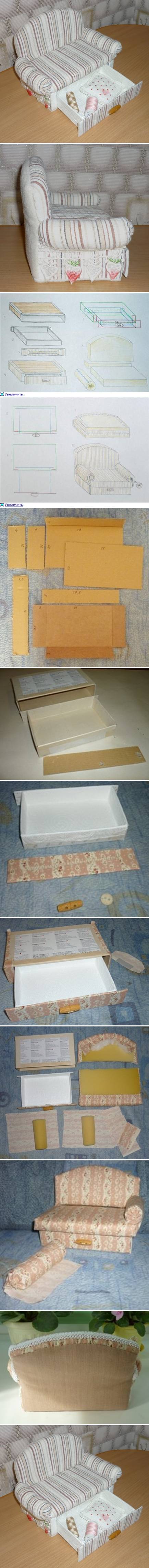 How to make Cardboard Sofa with Drawer storage unit step by step DIY tutorial instructions