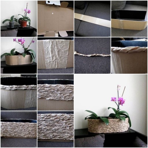 How to make Cardboard and Packaging Paper Plant Pot step by step DIY tutorial instructions thumb