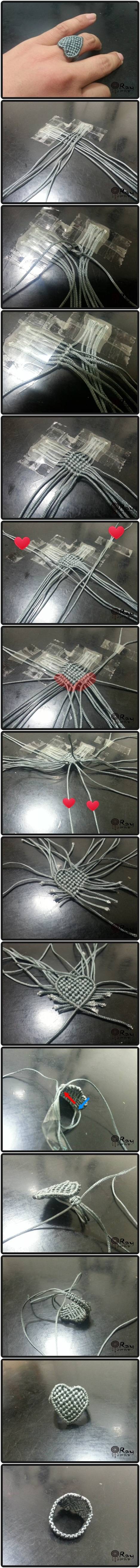 How to make Chinese Knot Heart Ring step by step DIY tutorial instructions