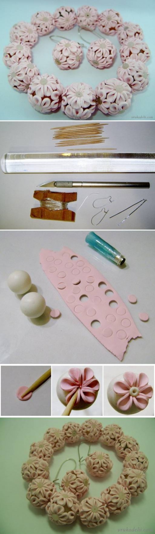 How to make Clay Flower Ball step by step DIY tutorial instructions