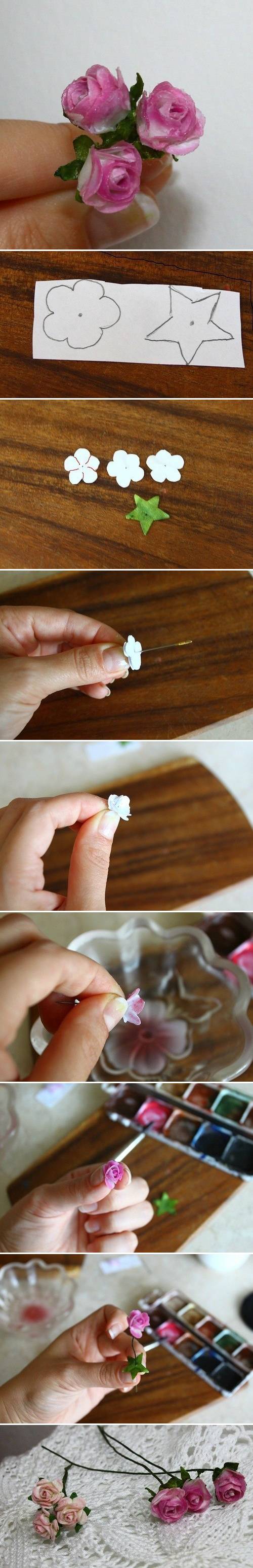 How to make Delicate Mini Roses step by step DIY tutorial instructions