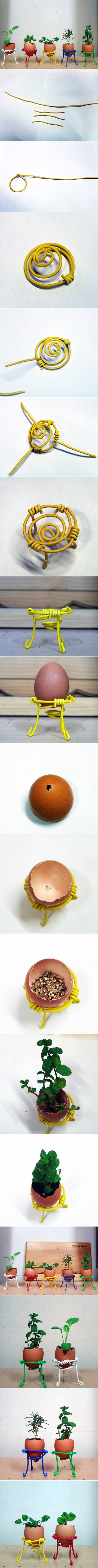 How to make Eggshell Plant Pot and Stand step by step DIY tutorial instructions