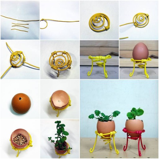 How to make Eggshell Plant Pot and Stand step by step DIY tutorial instructions thumb