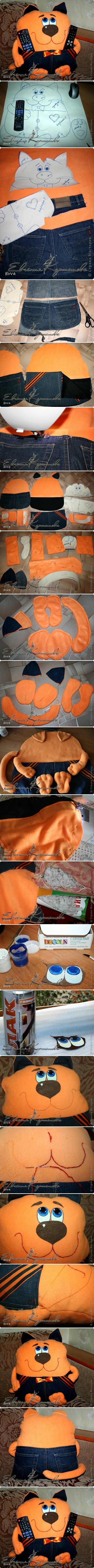 How to make Fabric Puppet Remote Control Holder step by step DIY tutorial instructions