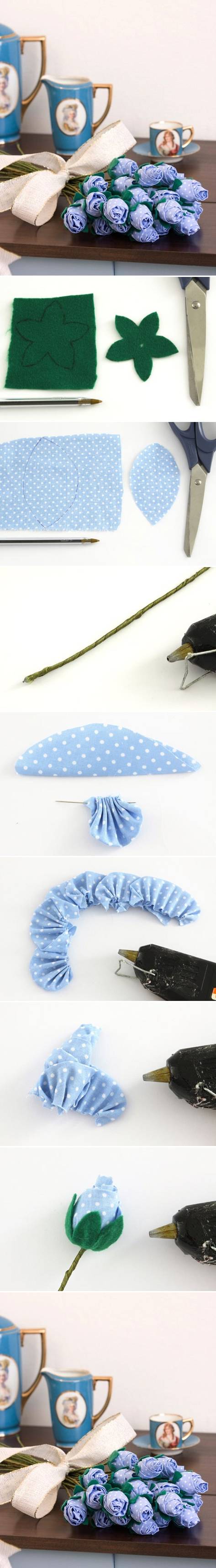 How to make Lilac Fabric Rose flowers step by step DIY tutorial instructions