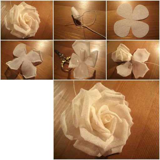 How to make Modular Silk Rose step by step DIY tutorial instructions thumb