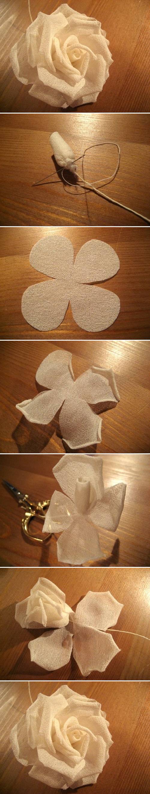 How to make Modular Silk Rose step by step DIY tutorial instructions