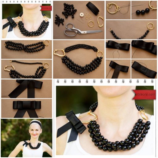 How to make Necklace of beads or pearl step by step DIY tutorial instructions thumb