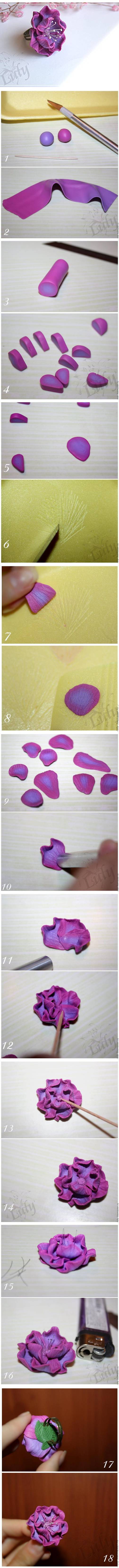 How to make Nice Polymer Clay Flower arrangements step by step DIY tutorial instructions