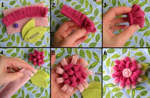 How to make Nonwoven felt flowers step by step DIY tutorial instructions