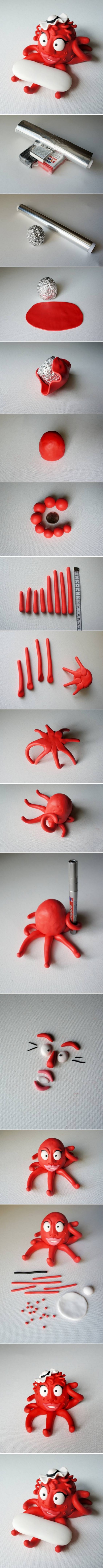 How to make Polymer Clay bath Soap Dish Octopus step by step DIY tutorial instructions