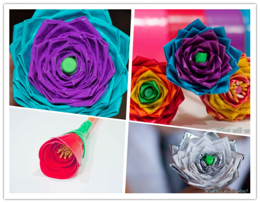 How to make Simple Flower of Tapes step by step DIY tutorial instructions