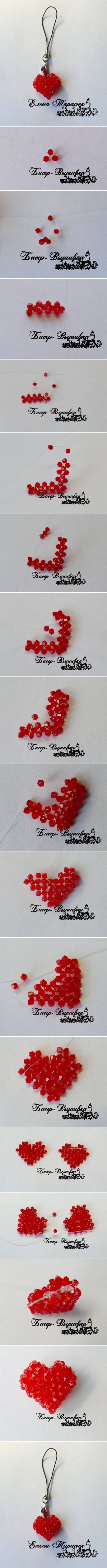 How to make beads or pearl Heart Ornament step by step DIY tutorial instructions