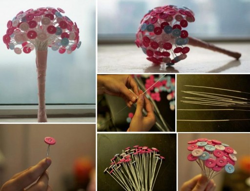 How to make beautiful flowers with buttons step by step DIY tutorial instructions