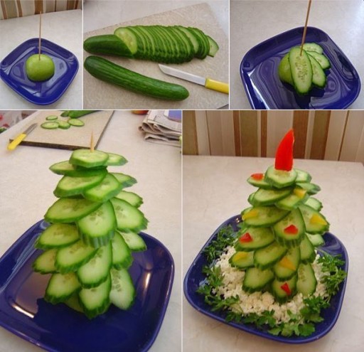 How to make cucumber tree decoration step by step DIY tutorial instructions