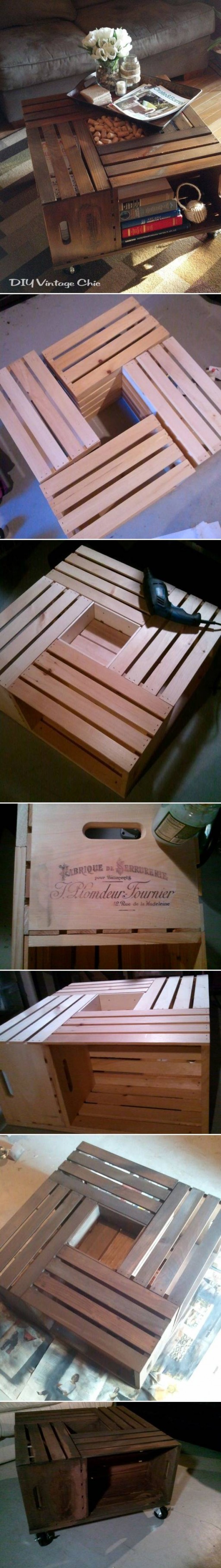 How to make custom designer Wine table with shipping crates step by step DIY tutorial instructions