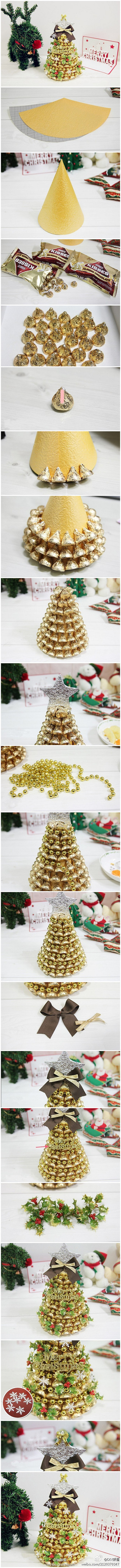 How to make cute Chocolate Christmas tree decorations step by step DIY tutorial instructions