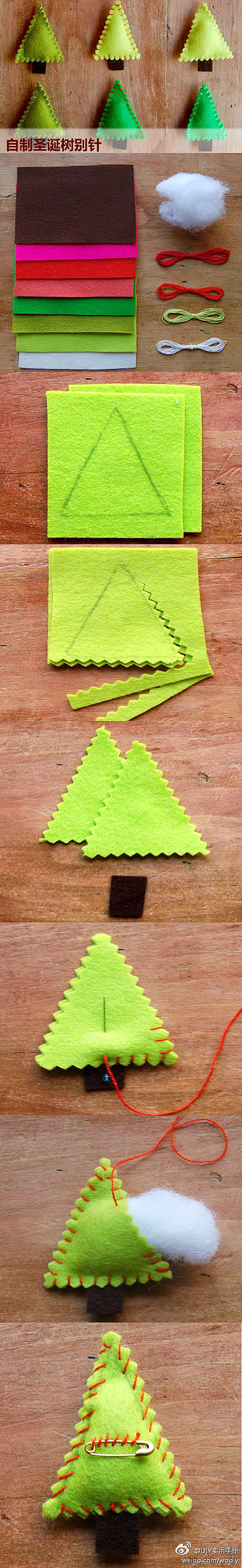 How to make cute Christmas tree clothpin step by step DIY tutorial instructions