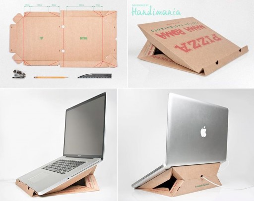How to make unique laptop computer stand with pizza box step by step DIY tutorial instructions