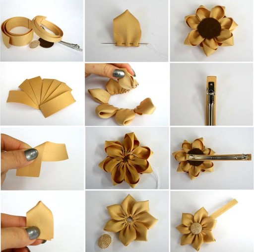 How to make your custom pretty ribbon hairpin step by step DIY tutorial instructions