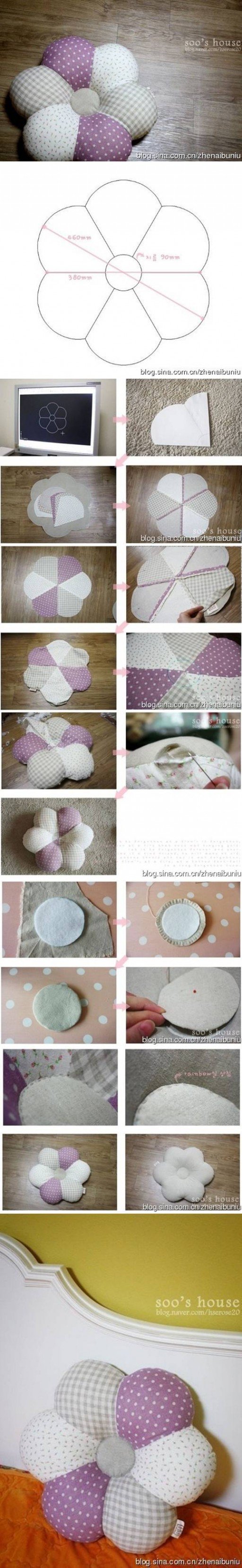 How to sew Flower down Pillows step by step DIY tutorial instructions