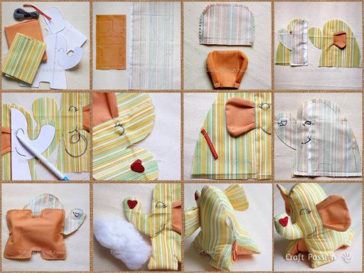 How to sew little cute elephant toy step by step DIY tutorial instructions