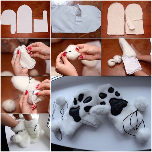 How to sew warm Winter Gloves step by step DIY tutorial instructions thumb