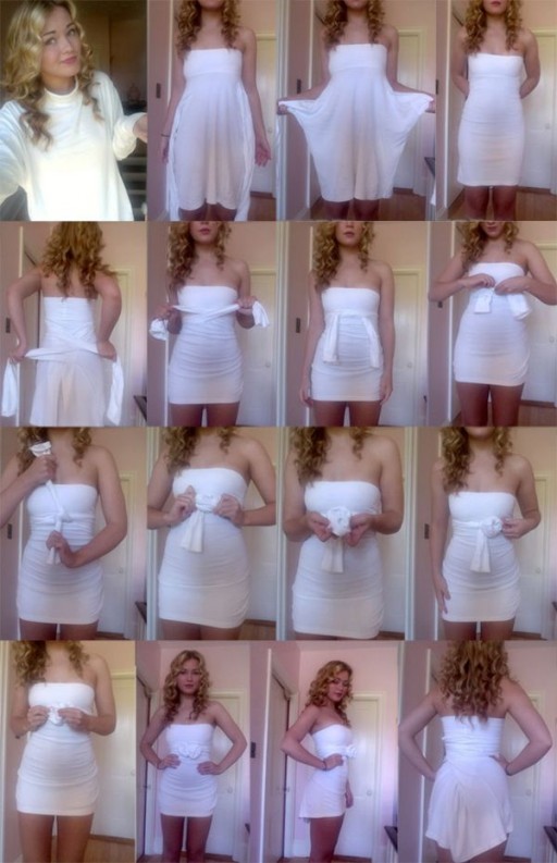 How to turn a cashmere Turtleneck shirt into a pretty dress step by step DIY tutorial instructions