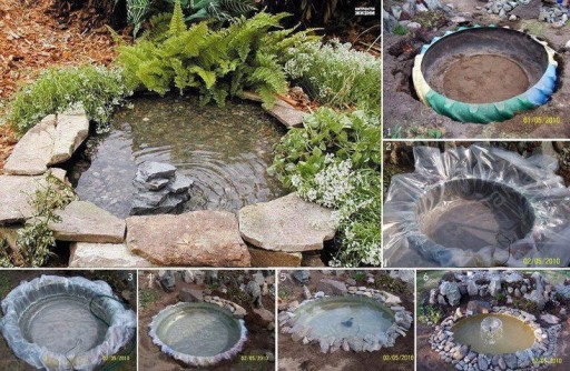 How to use used car tires to make garden landscaping water fountain step by step DIY tutorial instructions