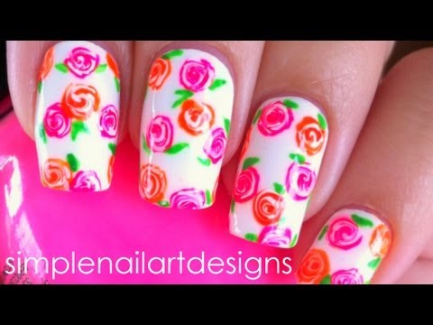 How to paint Neon Floral Nails step by step DIY tutorial instructions