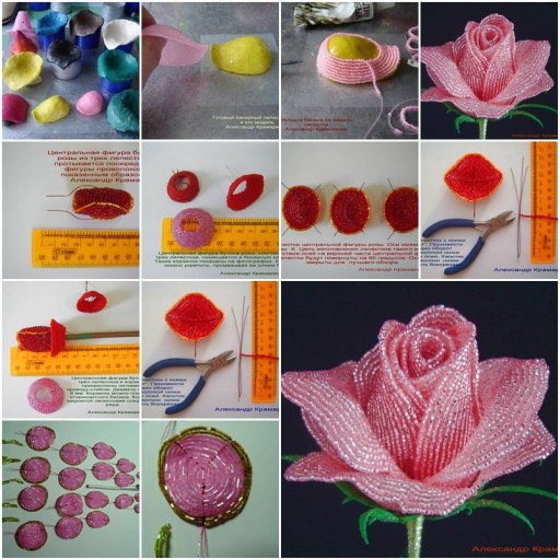 How to Make French Beaded Rose step by step DIY tutorial instructions thumb