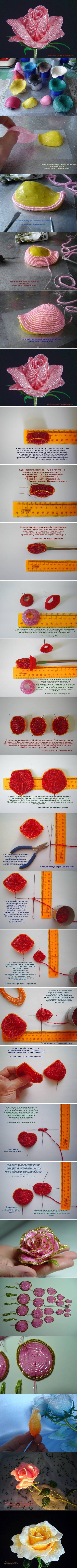 How to Make French Beaded Rose step by step DIY tutorial instructions
