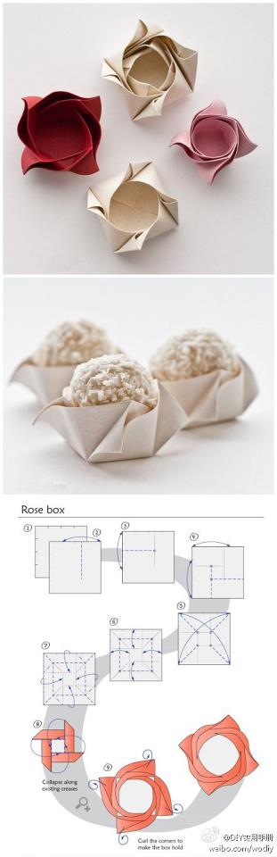 How to fold cute rose boxes for cup cakes step by step DIY tutorial instructions
