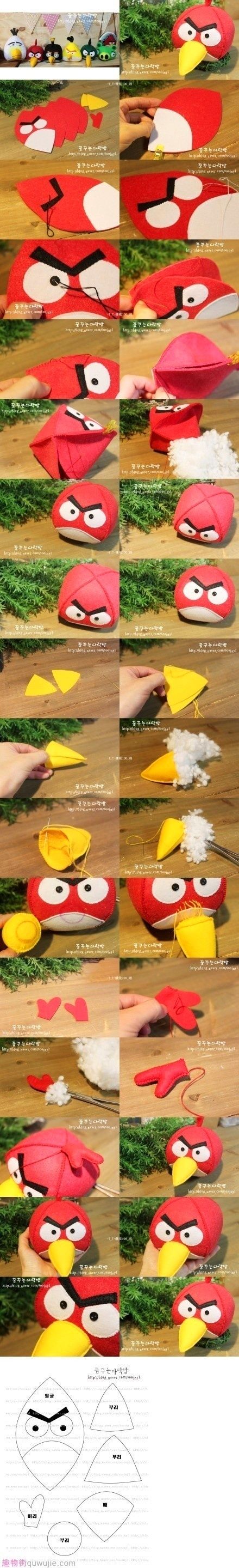 How to make Angry Bird Doll step by step DIY tutorial instructions