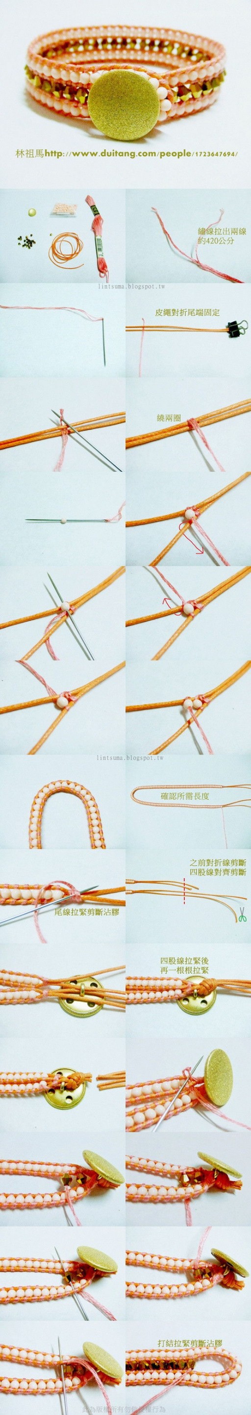 How to make Beaded Cord Bracelet step by step DIY tutorial instructions