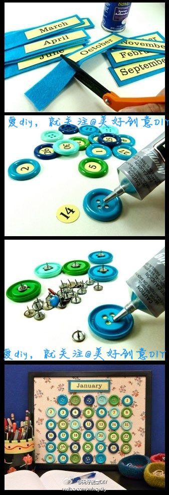 How to make Beautiful Button Calendar step by step DIY tutorial instructions