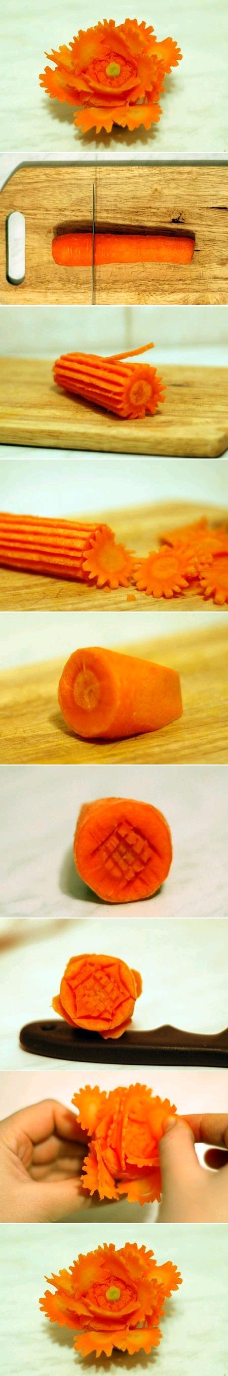 How to make Beautiful Carrot Flower step by step DIY tutorial instructions