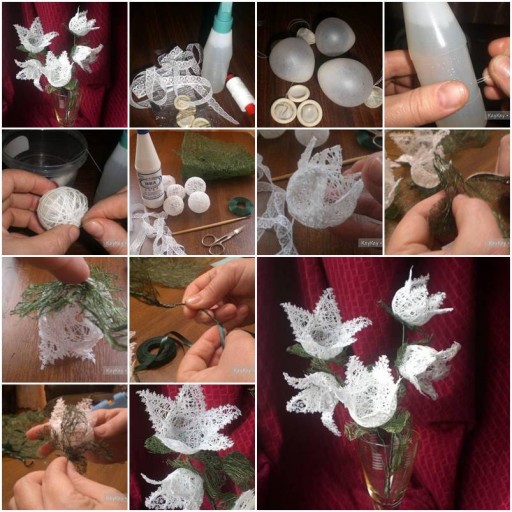 How to make Beautiful Yarn Flowers DIY tutorial instructions thumb