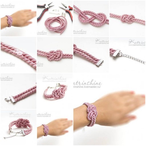 How to make Bracelet with a Knot of Silk Cord DIY tutorial instructions thumb