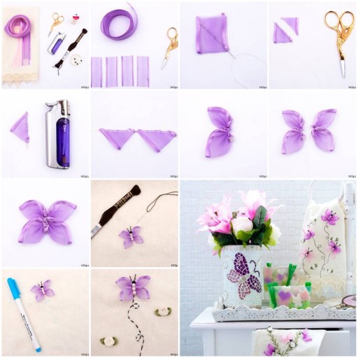 How to make Butterfly Hand Ribbon Embroidery DIY tutorial instructions thumb