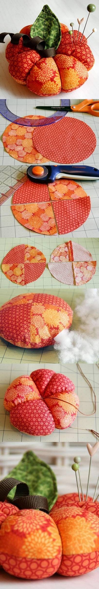 How to make Cute Pumpkin Pincushion Craft DIY tutorial instructions