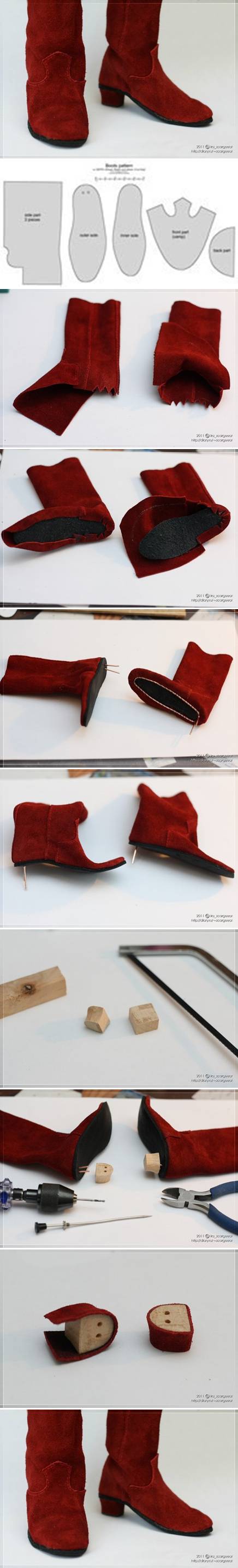 How to make Doll Boot step by step DIY tutorial instructions