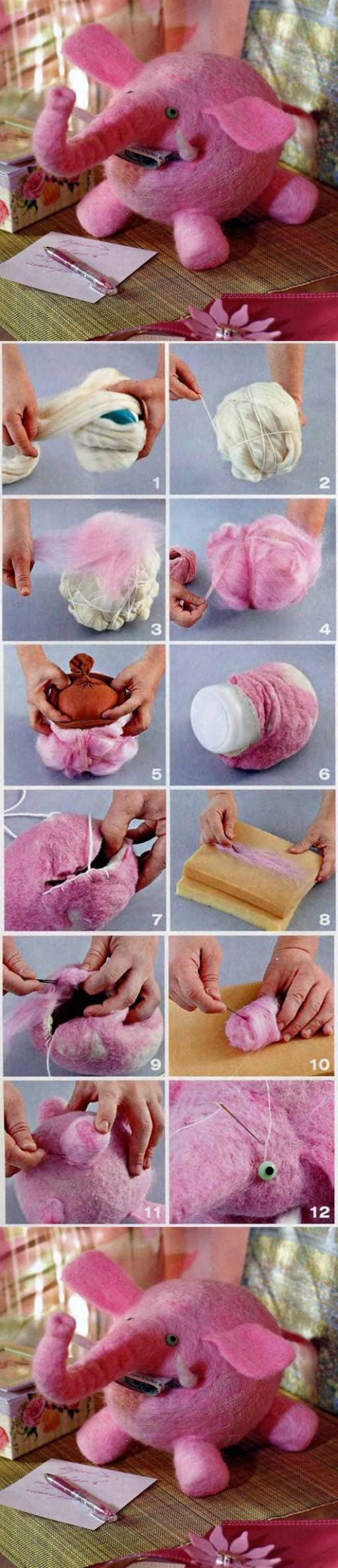 How to make Elephant Small Piggy Bank DIY tutorial instructions