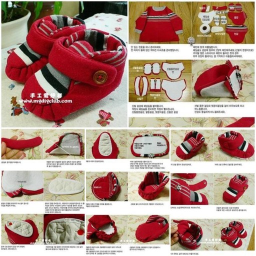 How to make Fabric Baby Booties step by step DIY tutorial instructions thumb