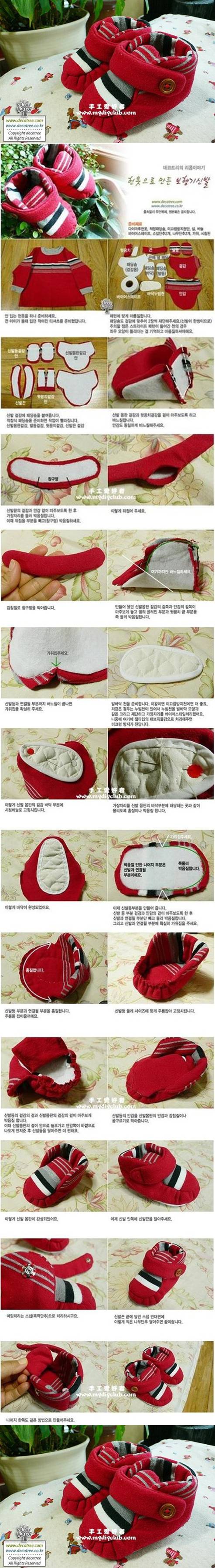 How to make Fabric Baby Booties step by step DIY tutorial instructions
