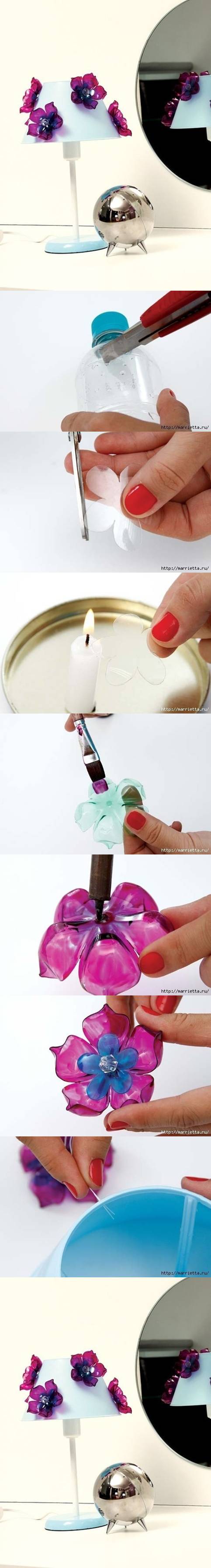 How to make Flowers of Recycled Plastic Bottles DIY tutorial instructions