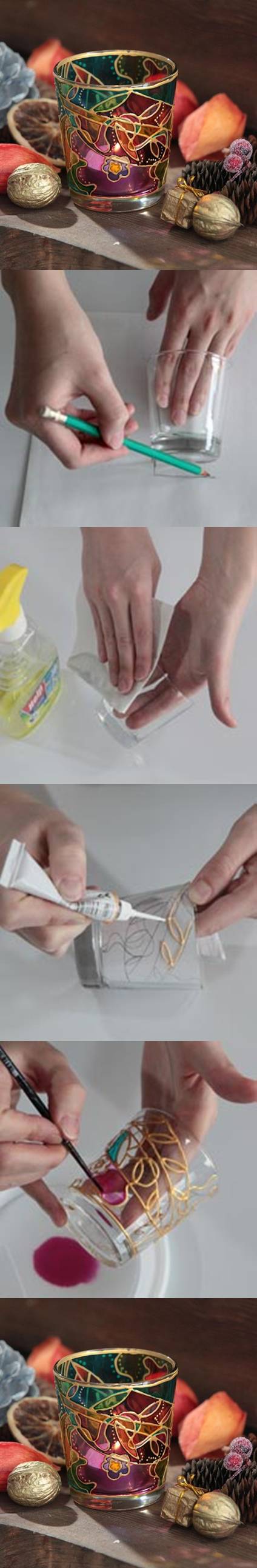 How to make Glass Painting Candlestick DIY tutorial instructions