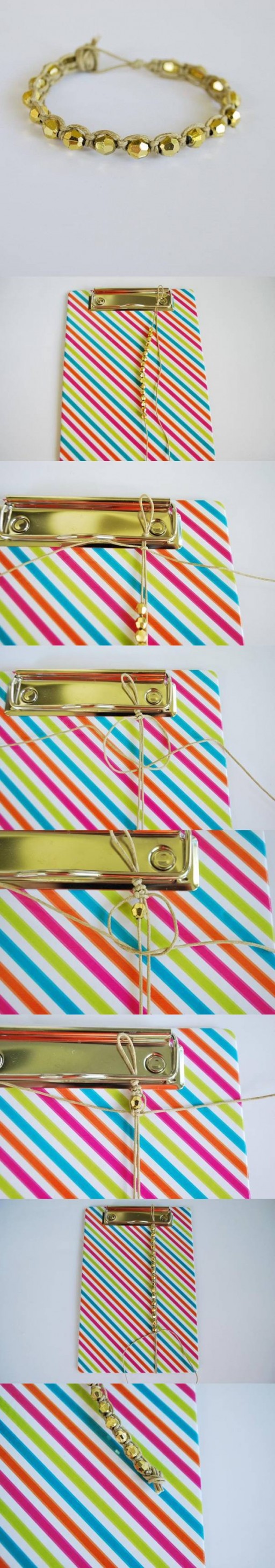 How to make Gold Beads Wristband DIY tutorial instructions